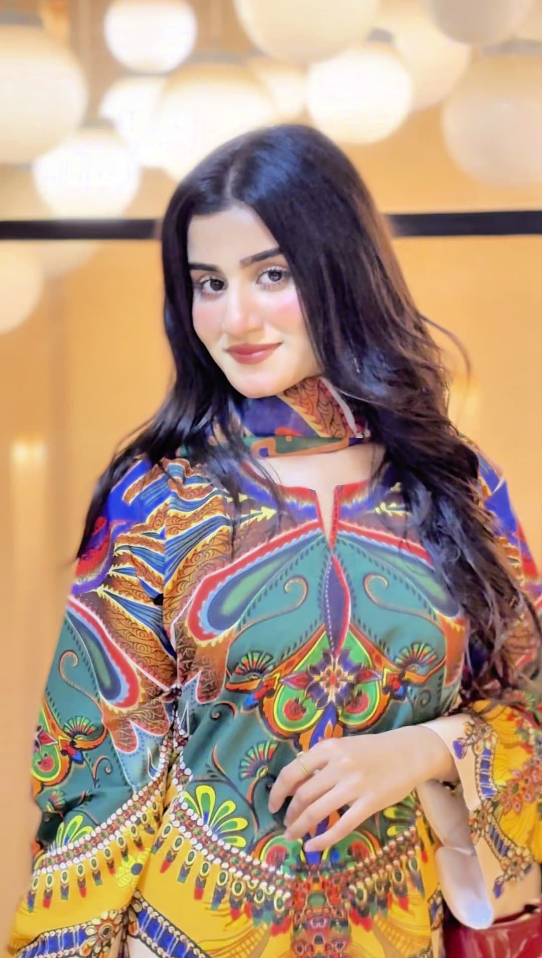 Luxury Dubai Digital Printed Silk Dress Butterfly 3Pics Set - Image 4