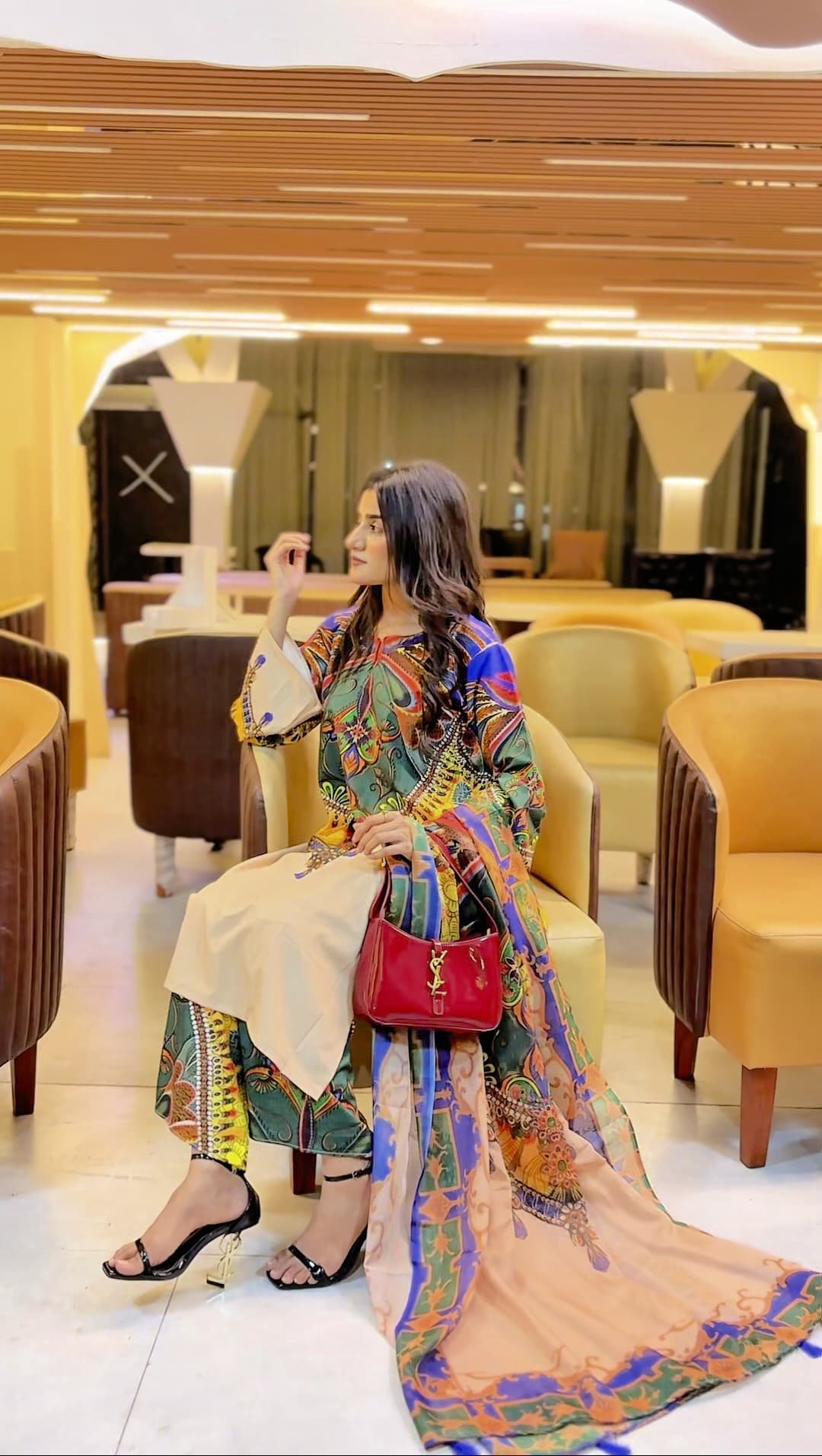 Luxury Dubai Digital Printed Silk Dress Butterfly 3Pics Set - Image 2