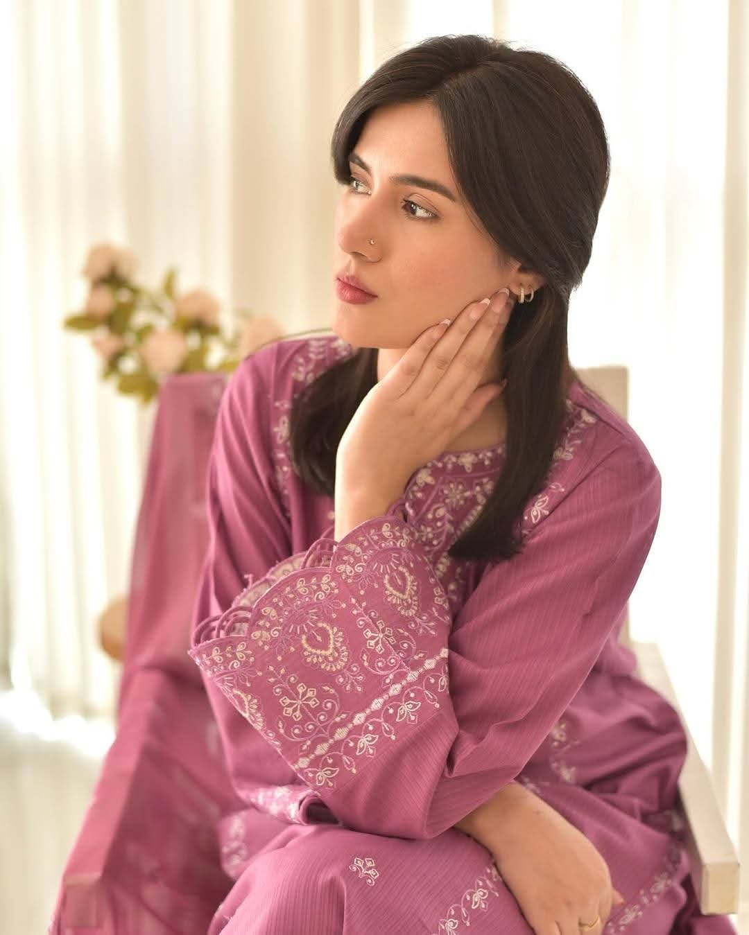 Elegant Embroidered 3-Piece Dress Set (Onion Color) - Image 2